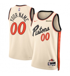Men's Detroit Pistons Active Player Custom Cream 2024-25 City Edition Stitched Basketball Jersey