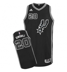 Men's Adidas San Antonio Spurs #20 Manu Ginobili Authentic Black New Road NBA Jersey