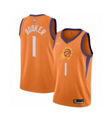 Men's Phoenix Suns #1 Devin Booker Authentic Orange Finished Basketball Jersey - Statement Edition