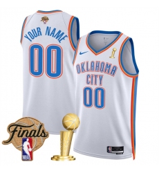 Men's Oklahoma City Thunder Active Player Custom White 2025 Finals Patch And Finals Champions Patch Association Edition Stitched Basketball Jersey