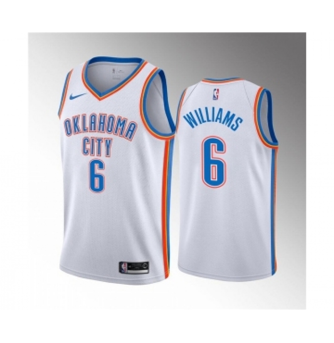 Men's Oklahoma City Thunder #6 Jaylin Williams White Association Edition Stitched Basketball Jersey