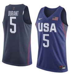 Men's Nike Team USA #5 Kevin Durant Swingman Navy Blue 2016 Olympic Basketball Jersey