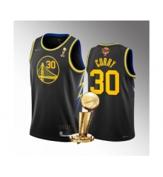 Men's Golden State Warriors #30 Stephen Curry Black 2022 NBA Finals Champions Stitched Jersey