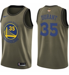 Men's Nike Golden State Warriors #35 Kevin Durant Swingman Green Salute to Service 2018 NBA Finals Bound NBA Jersey