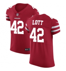 Men's Nike San Francisco 49ers #42 Ronnie Lott Red Team Color Vapor Untouchable Elite Player NFL Jersey