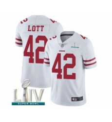 Men's San Francisco 49ers #42 Ronnie Lott White Vapor Untouchable Limited Player Super Bowl LIV Bound Football Jersey