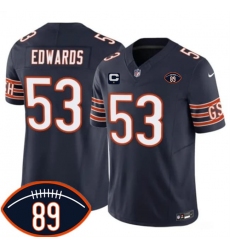 Men's Chicago Bears #53 T.J. Edwards Navy 2026 With Mike Ditka 89 And 1-Star C Vapor Untouchable Limited Football Stitched Jersey