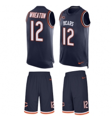 Men's Nike Chicago Bears #12 Markus Wheaton Limited Navy Blue Tank Top Suit NFL Jersey