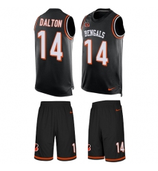 Men's Nike Cincinnati Bengals #14 Andy Dalton Limited Black Tank Top Suit NFL Jersey