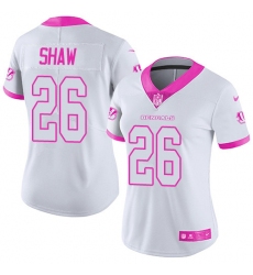 Women's Nike Cincinnati Bengals #26 Josh Shaw Limited White/Pink Rush Fashion NFL Jersey