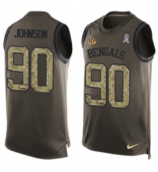 Men's Nike Cincinnati Bengals #90 Michael Johnson Limited Green Salute to Service Tank Top NFL Jersey