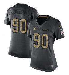 Women's Nike Cincinnati Bengals #90 Michael Johnson Limited Black 2016 Salute to Service NFL Jersey