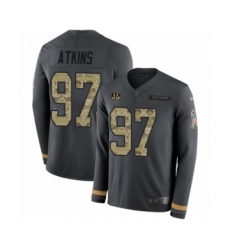 Youth Nike Cincinnati Bengals #97 Geno Atkins Limited Black Salute to Service Therma Long Sleeve NFL Jersey
