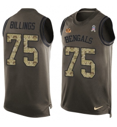 Men's Nike Cincinnati Bengals #75 Andrew Billings Limited Green Salute to Service Tank Top NFL Jersey