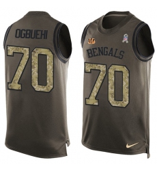 Men's Nike Cincinnati Bengals #70 Cedric Ogbuehi Limited Green Salute to Service Tank Top NFL Jersey