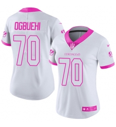 Women's Nike Cincinnati Bengals #70 Cedric Ogbuehi Limited White/Pink Rush Fashion NFL Jersey