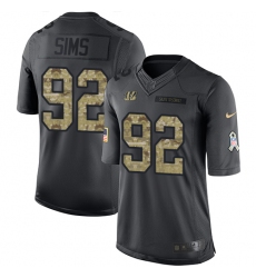 Youth Nike Cincinnati Bengals #92 Pat Sims Limited Black 2016 Salute to Service NFL Jersey