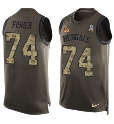 Men's Nike Cincinnati Bengals #74 Jake Fisher Limited Green Salute to Service Tank Top NFL Jersey
