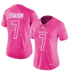 Women's Nike Cincinnati Bengals #7 Boomer Esiason Limited Pink Rush Fashion NFL Jersey