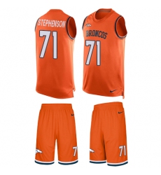 Men's Nike Denver Broncos #71 Donald Stephenson Limited Orange Tank Top Suit NFL Jersey
