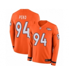 Men's Nike Denver Broncos #94 Domata Peko Limited Orange Therma Long Sleeve NFL Jersey