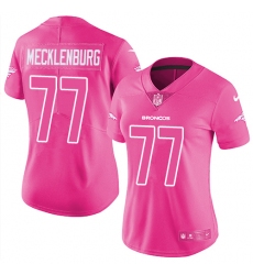 Women's Nike Denver Broncos #77 Karl Mecklenburg Limited Pink Rush Fashion NFL Jersey