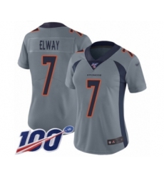 Women's Denver Broncos #7 John Elway Limited Silver Inverted Legend 100th Season Football Jersey Women's Denver Broncos #7 John Elway Limited Silver Inverted Legend 100th Season Football Jersey