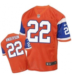 Men's Nike Denver Broncos #22 C.J. Anderson Elite Orange Throwback NFL Jersey