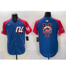 Men's National League New York Mets Team Big Logo Blue Red Alternate 2025 All-Star Edition Limited Stitched Baseball Jersey