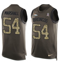 Men's Nike Denver Broncos #54 Brandon Marshall Limited Green Salute to Service Tank Top NFL Jersey