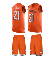 Men's Nike Denver Broncos #21 Aqib Talib Limited Orange Tank Top Suit NFL Jersey