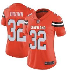 Women's Nike Cleveland Browns #32 Jim Brown Elite Orange Alternate NFL Jersey