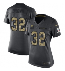 Women's Nike Cleveland Browns #32 Jim Brown Limited Black 2016 Salute to Service NFL Jersey