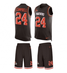 Men's Nike Cleveland Browns #24 Ibraheim Campbell Limited Brown Tank Top Suit NFL Jersey