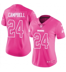 Women's Nike Cleveland Browns #24 Ibraheim Campbell Limited Pink Rush Fashion NFL Jersey