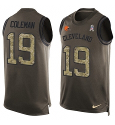 Men's Nike Cleveland Browns #19 Corey Coleman Limited Green Salute to Service Tank Top NFL Jersey