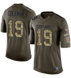Youth Nike Cleveland Browns #19 Corey Coleman Elite Green Salute to Service NFL Jersey