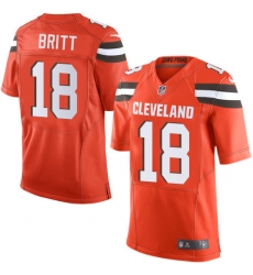 Men's Nike Cleveland Browns #18 Kenny Britt Elite Orange Alternate NFL Jersey