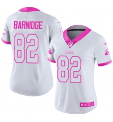 Women's Nike Cleveland Browns #82 Ozzie Newsome Limited White/Pink Rush Fashion NFL Jersey