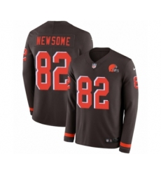 Youth Nike Cleveland Browns #82 Ozzie Newsome Limited Brown Therma Long Sleeve NFL Jersey