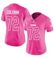 Women's Nike Cleveland Browns #72 Shon Coleman Limited Pink Rush Fashion NFL Jersey