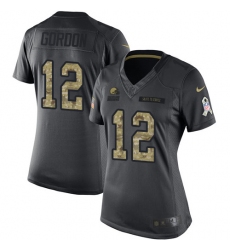 Women's Nike Cleveland Browns #12 Josh Gordon Limited Black 2016 Salute to Service NFL Jersey