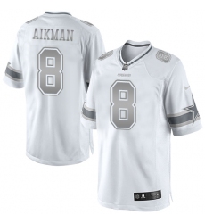 Men's Nike Dallas Cowboys #8 Troy Aikman Limited White Platinum NFL Jersey