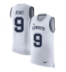Men's Nike Dallas Cowboys #9 Tony Romo Limited White Rush Player Name & Number Tank Top NFL Jersey