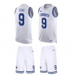 Men's Nike Dallas Cowboys #9 Tony Romo Limited White Tank Top Suit NFL Jersey