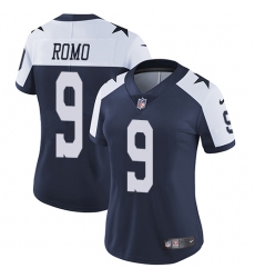 Women's Nike Dallas Cowboys #9 Tony Romo Elite Navy Blue Throwback Alternate NFL Jersey