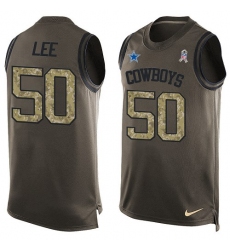 Men's Nike Dallas Cowboys #50 Sean Lee Limited Green Salute to Service Tank Top NFL Jersey