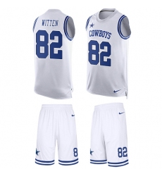 Men's Nike Dallas Cowboys #82 Jason Witten Limited White Tank Top Suit NFL Jersey