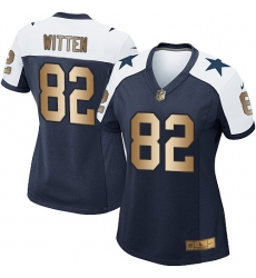 Women's Nike Dallas Cowboys #82 Jason Witten Elite Navy/Gold Throwback Alternate NFL Jersey