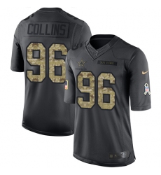Youth Nike Dallas Cowboys #96 Maliek Collins Limited Black 2016 Salute to Service NFL Jersey